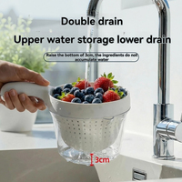 Panier multifonctionnel à double couche avec poignée pour le lavage et l'égouttage du riz, idéal pour le nettoyage des aliments domestiques