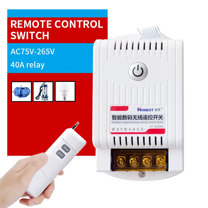Wireless Remote Control Switch Receiver AC220V 40A DC12V 24V 1CH 433MHz Relay Radio Frequency Remote Control Switch
