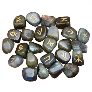 Ensemble de 25 Pierres Précieuses Naturelles de Guérison Reiki en Labradorite et Agate, Polies, Écologiques, Figurines de Runes et Mascottes Feng Shui - Product Image 3