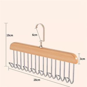 Đánh giá Nhà cung cấp boyinhangers Vintage 8-Hook móc áo bằng gỗ của nam giới quan hệ thắt lưng tủ quần áo Móc Logo nhựa gỗ móc cửa hàng túi - Product Image 3