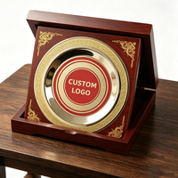 Plaque métallique personnalisée en gros avec boîte en bois, design gravé pour récompense d'entreprise, souvenir, cadeau, utilisation en cérémonie