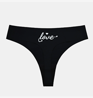 Nouveauté 2025 : String Sexy Noir pour Femme de Yoga, en Tissu Confortable et Doux, avec Imprimé Lettres, Culotte Quotidienne Sans Coutures