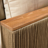 Ensemble de canapés de jardin en teck massif de luxe moderne, mobilier de salon de patio modulable, fauteuil, table basse, mobilier de villa