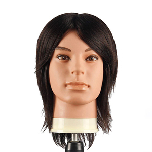 Tête de mannequin faite à la main pour hommes, bricolage de <span class=keywords><strong>cheveux</strong></span>, accessoire d'entraînement noir, mannequin masculin avec chevelure - Product Image 2