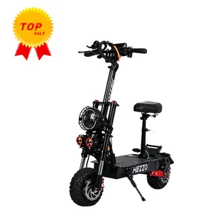 HEZZO 2023 60V 6000W Dual Motor Powerful Off Road Electr Scooter 45Ah LG Long Range Kick Folding E Scooter With Seat For Adult
