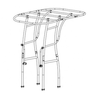 T-top de bateau robuste pour console centrale, avec cadre anodisé et auvent noir, type bimini pour bateau marin - Product Image 1