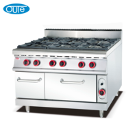 Four combiné professionnel robuste OUTE pour cuisine commerciale, gaz autonome 6 brûleurs avec four et petit meuble, en acier inoxydable SUS304/201