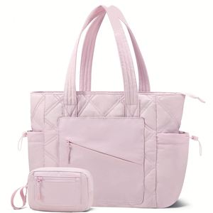 Puffer Tote Bag for Women Quilted <b>Shopping</b> Bag with Zipper <b>Small</b> Tote HandBags for Work Travel - Product Image 5