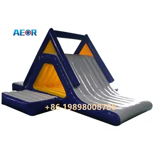 Hot sea inflatable floating water trampoline park triangle water slide for adult and children climbing slide water park