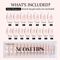 XCOATTIPS Faux Ongles en Gel Souple, Forme Amande Moyenne, French Manucure, Qualité Salon, Nude, à Presser, Vente en Gros