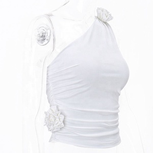 Abbigliamento Femminile, T-Shirt Estiva Floreale Sexy con Schiena Scoperta, Top Corto Senza Maniche per Donne - Product Image 1