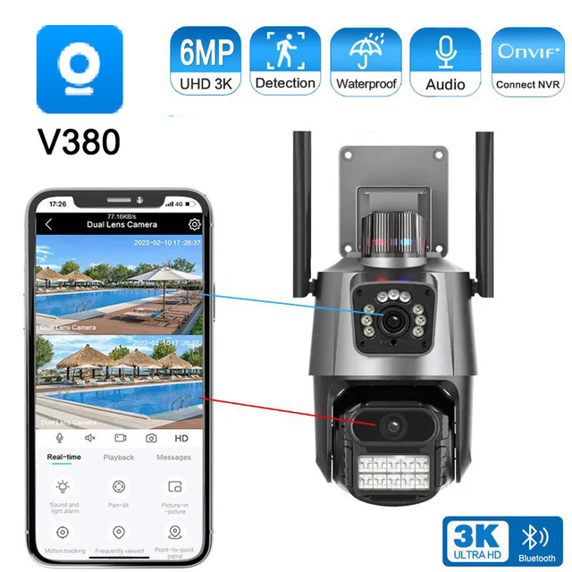 V380 Smart Wifi Camera 6MP Two-way Audio Waterproof Security Outdoor Security Full Color Night Vision Wifi Camera
