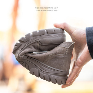 Botas de Trabajo de Cuero de Gamuza Resistentes al Calor al por Mayor, Botas de Seguridad con Puntera de Acero Antiaplastamiento y Antipinchazos para la Construcción - Product Image 6