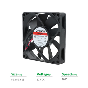 Ventilateur axial de refroidissement pour armoire et onduleur SUNON MF80151V3-1000C-A99, électrique, OEM/ODM, 80x80x15mm, 12VDC, 0.071A, 0.86W, 2800RPM, 30.0CFM - Product Image 2