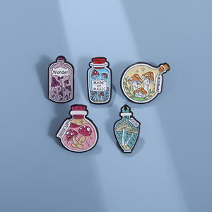 Funghi In una bottiglia di smalto spille su misura di magiche spille risvolti divertente gioielli regalo per i bambini amici - Product Image 1