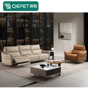 Juego de muebles <span class=keywords><strong>modernos</strong></span> para el hogar, sillón naranja y sofá funcional de cuero gris - Product Image 1