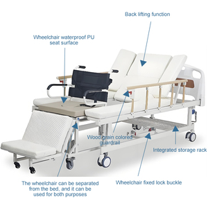 Cama de Hospital Multifuncional con Función de Giro, Cabecera de ABS, Rieles de Aluminio, Cama Médica de Enfermería para Cuidado de Ancianos - Product Image 6