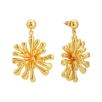 Boucles d'oreilles pendantes en forme de fleur de corail pour femmes, design exagéré, géométrie tendance, bijoux fantaisie