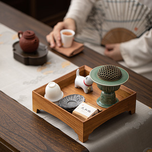 Walnut Wood <b>Tea</b> Tray Square Teapot Stand Solid Wood Storage <b>Box</b> For <b>Tea</b> Serving And Snacks - Product Image 1