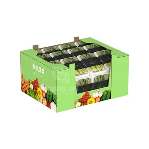 Customer logo wholesale packaging folding stack display box cardboard counter vegetable and fruit display box