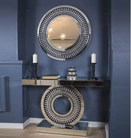 Matimi — console de luxe avec miroir en marbre, nouvelle conception, en argent, design moderne en diamant, pour couloir, table avec miroir