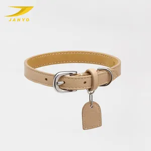 Leather Dog Collar With Buckle Custom Economic Genuine Leather Padded Cute Lovable Dog Collar