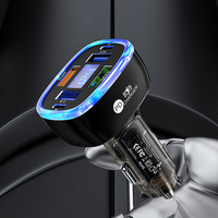 Cargador de Coche USB C 6 en 1 de 100w, Adaptador Multipuerto Súper Rápido con Pantalla de Voltaje para iPhone y Teléfonos Android