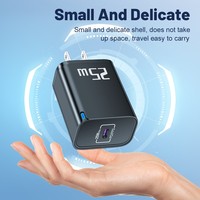 Chargeur rapide PD 25W USB Type-C, adaptateur d'alimentation QC3.0 pour téléphones mobiles et écouteurs - Prise universelle EU/US/UK, câble rétractable