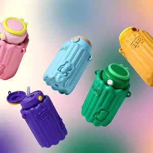 Botella de agua termo para niños 450 de doble pared de color con logotipo personalizado de 304 ml con tapa de botella de agua blanda Eva y tapa sin BPA