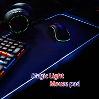 Tapis de souris gaming personnalisé avec image, bords cousus anti-frayage, tapis de bureau étendu, tapis de souris RGB noir avec effets lumineux, surface lisse