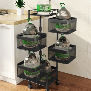 Paniers de rangement rotatifs <span class=keywords><strong>à</strong></span> 5 niveaux étagère de rangement de cuisine Cube organisateur de <span class=keywords><strong>fruits</strong></span> et légumes avec roues empilable en métal pliable - Product Image 4