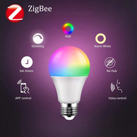 Bombilla Inteligente SIXWGH Zigbee 3.0 E27 RGB+CCT Regulable de 9W LED, Compatible con Tuya, Alexa y Google Home para el Hogar, Fiestas y Sala de Estar