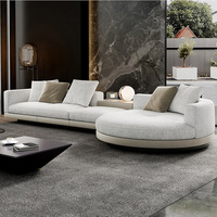 Canapé d'angle minimaliste italien en forme de U pour salon, structure en bois massif, revêtement en coton, canapé d'angle haut de gamme, grand luxe léger
