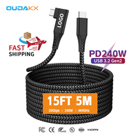 Cable USB C de 20 Gbps de Tendencia, 5M 3M, Ángulo Recto, 240W, Carga Súper Rápida, Transferencia de Datos, E-Marker, Video 4K, Certificado CE, Cable Premium