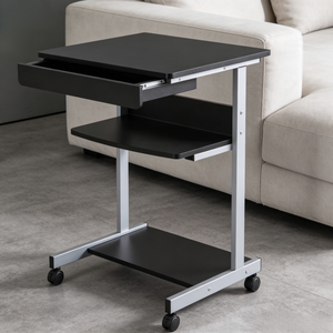 Support d'<span class=keywords><strong>imprimante</strong></span> mobile avec tiroir, étagère ouverte à 3 niveaux, cadre métallique robuste, bureau roulant pour le rangement d'imprimantes à domicile ou au bureau - Product Image 3