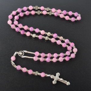 Collier de perles de verre Tespih Tasbih personnalisées 6mm 8mm 10mm perles de chapelet de prière musulman chapelet religieux catholique en argent - Product Image 6