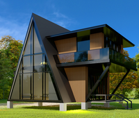 DYCE Maison Triangulaire A-Frame Modulaire Préfabriquée de Luxe en Acier, Alimentée à l'Énergie Solaire et Écologique