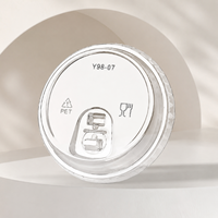 Couvercle de tasse PET 90 mm plat et à ouverture pour boire, en plastique transparent jetable, pour smoothies, bubble tea et jus