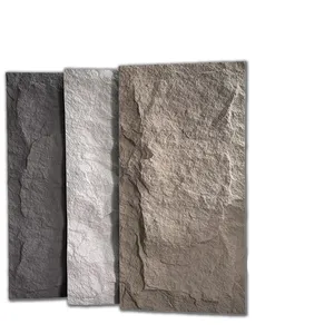 2023新材料PU蘑菇石内墙装饰石材替代3d灰色pu石材墙板电视墙壁装饰板