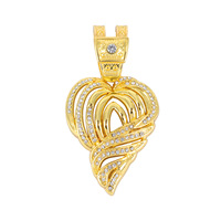 Collier cubain style européen et américain, cool, hip-hop, rap, en alliage de zinc doré, avec pendentif cœur creux incrusté de diamants, pour hommes et femmes