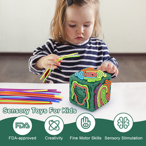 Planche d'activités sensorielles en silicone, puzzle tactile pour enfants, jouet éducatif, cube de décompression, rouge foncé, 16 - Product Image 5