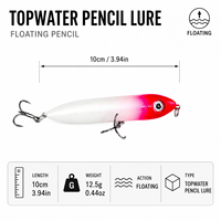 Leurre de pêche flottant type crayon, 5 couleurs, 10 cm, 12,5 g, action Z-Walk, leurre dur artificiel pour achigan, brochet, poissons d'eau salée et de rivière