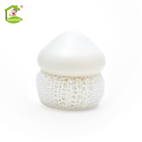 Éponge de nettoyage en plastique pour cuisine, boule à récurer en maille, éponge en nylon avec poignée