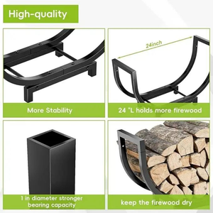 Firewood Rack Outdoor and Indoor Firewood Storage Double Coated Fire Wood Organizer Waterproof Rustproof Stable <strong>Log</strong> <strong>Holder</strong> - Product Image 5