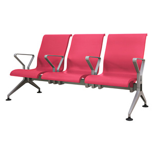 Sillas de espera Ausnutria JH9096C rojas de 3 plazas con pasamanos para aeropuerto, hospital y escuela - Product Image 1