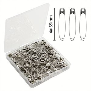 Épingles de sûreté à rainure pour vêtements, 55 mm, argentées, en boîte de 100 pièces, revêtement TiCN, vente en gros - Product Image 1