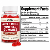 Gummies au vinaigre de cidre de pomme avec la mère, complément ACV sans sucre pour la digestion, le métabolisme et le soutien immunitaire, pour adultes, 60 unités