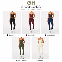 Ensemble de sport respirant pour femme grande taille GH Custom Front : soutien-gorge de sport color block à col en V et leggings taille haute pour la gym et le fitness