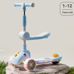 Patinete Infantil 2026 para Niños de 2 a 12 Años, Plegable, con Asiento Ajustable, de Empuje, con Tres Ruedas de PU - Product Image 4