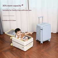 Valise à roulettes 4 roues pour enfants, cadre en aluminium, certifiée CE, avec serrure TSA, ultra-légère, grande capacité, rigide